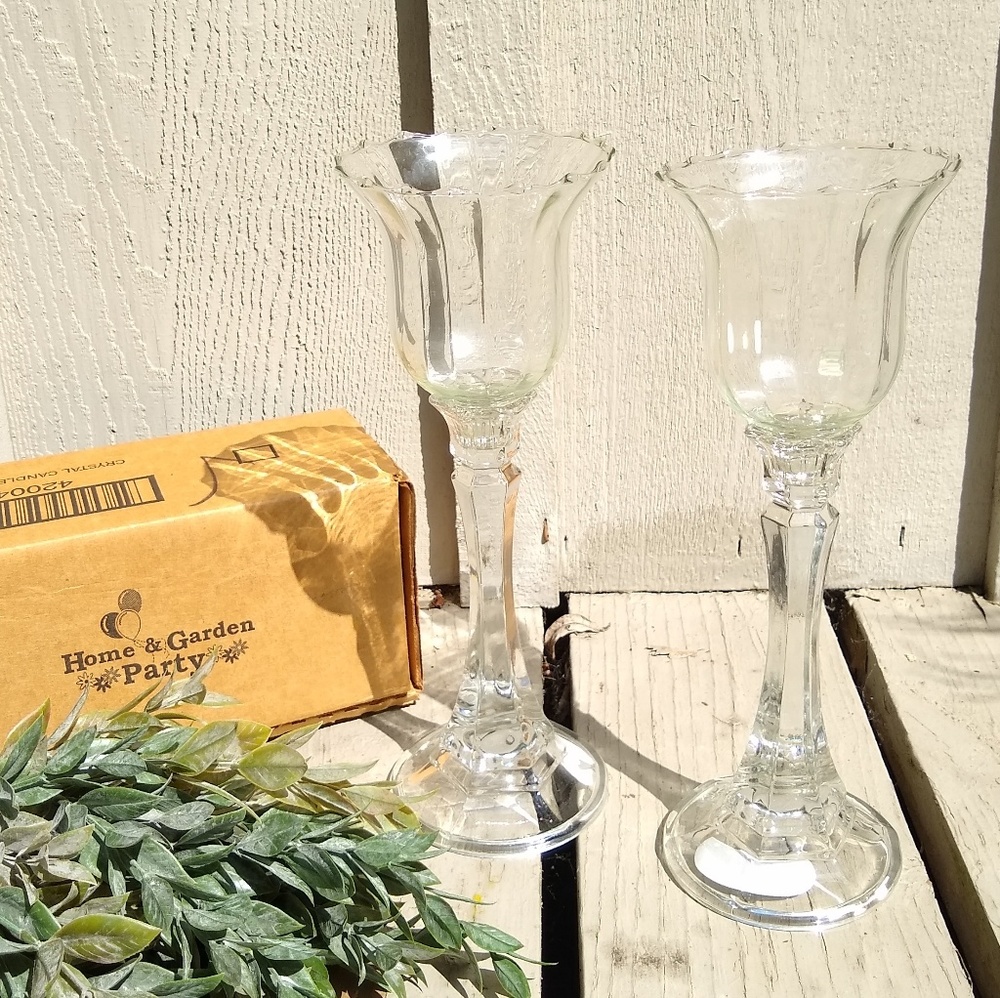 HOME & GARDEN crystal candlesticks set of 2